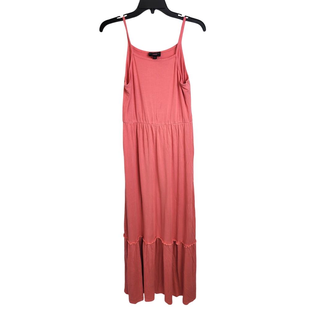Vtg Discreet Maxi Dress‎ Orange Sleeveless Cottage Beach Women's Size Large